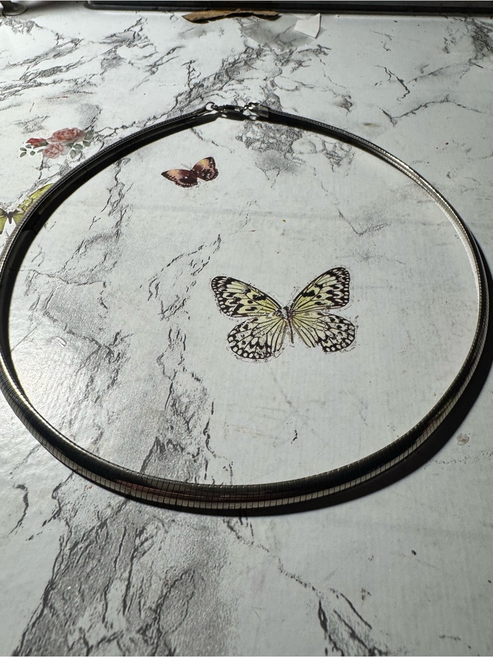 Vintage IBB KOREA Solid 925 Sterling Silver Flat Omega Choker Chain Necklace 18